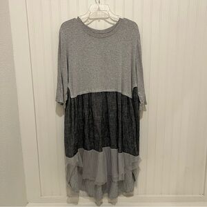 Gershonb ram Mixed Print Tiered Tunic Dress Lagenlook artsy